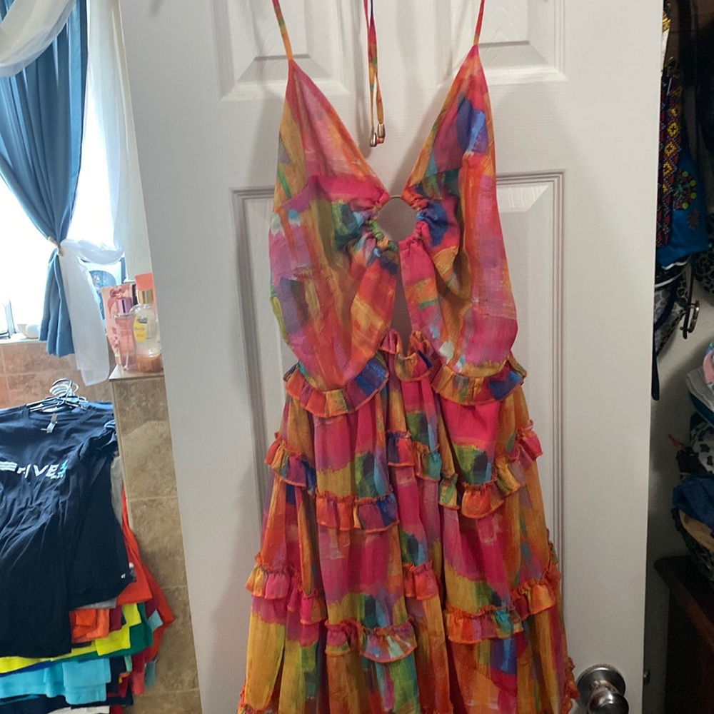 Tropical ruffle dress